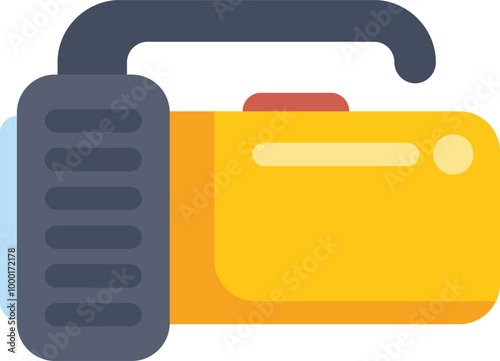 This vector icon features a yellow flashlight with a handle, emitting a bright beam of light