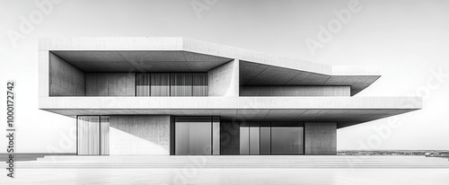 sleek lines and geometric forms define a contemporary architectural masterpiece rendered in monochrome showcasing the beauty of minimalism and structural elegance