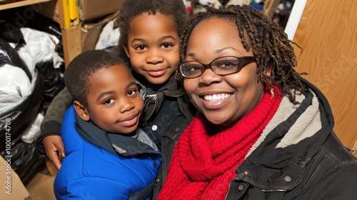 Single mother with her children in a small apartment, representing the challenges faced by low-income families in finding affordable housing