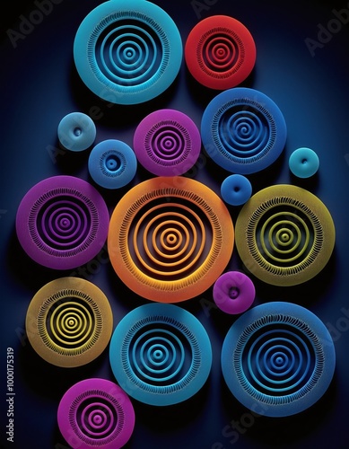 vibrant microscopic organism swirls in colorful patterns photo