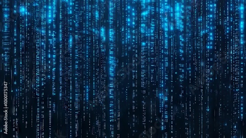 A blue background with a lot of binary code on it