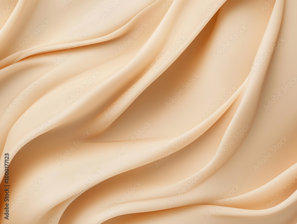Beige Silk Fabric with Elegant Flowing Texture Beige Silk Fabric with Elegant Flowing Texture