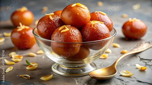 A bowl of Gulab Jamun, a popular Indian sweet