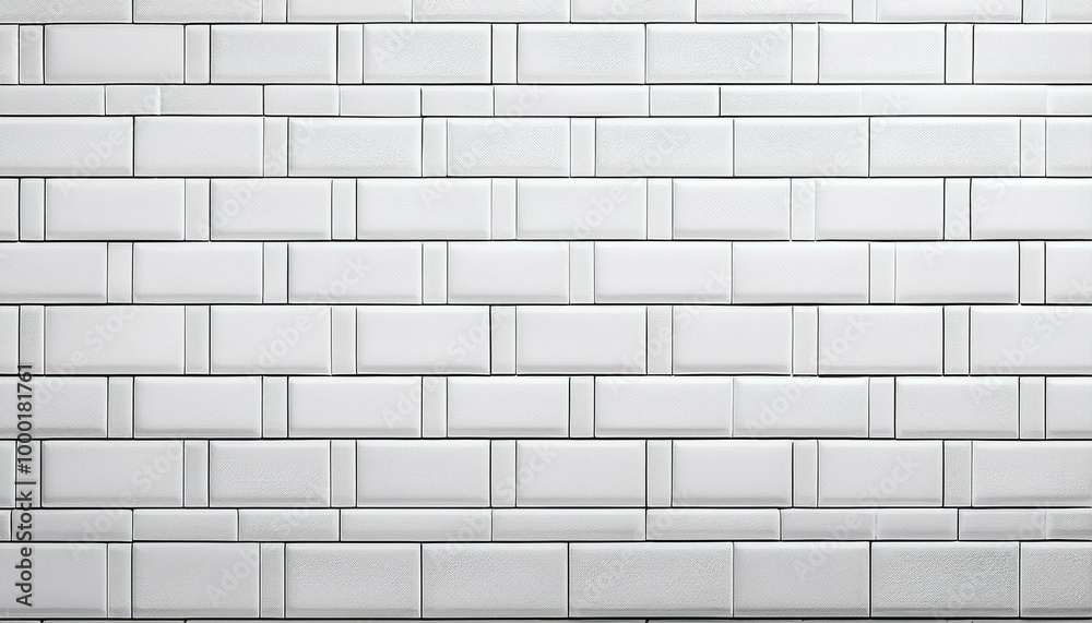Naklejka premium White light brick subway tiles ceramic wall texture wide tile background banner panorama, seamless pattern Generative AI