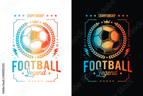 Football club emblem. Original vector illustration in vintage style. T-shirt design.