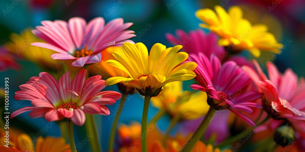 Fototapeta premium Elegant Colorful Flowers in Vase Background