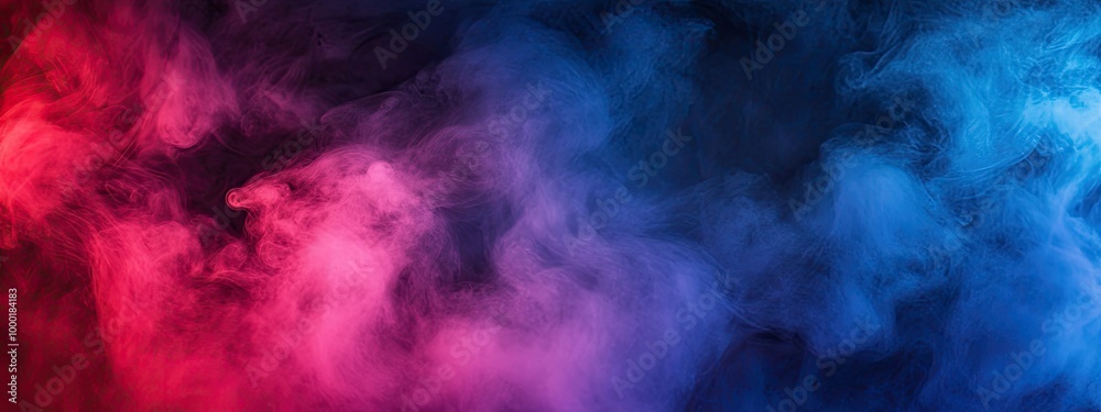 Fototapeta premium Dramatic smoke and fog in contrasting vivid red, blue, and purple colors.