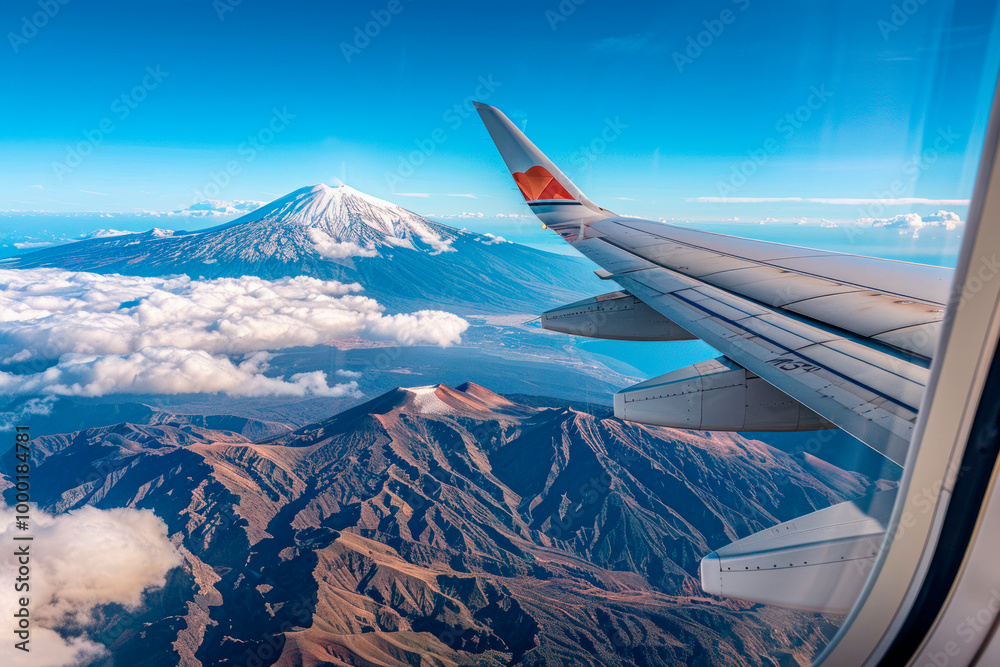 views of the Teide volcano in Tenerife from a plane views of the Teide volcano in Tenerife from a plane