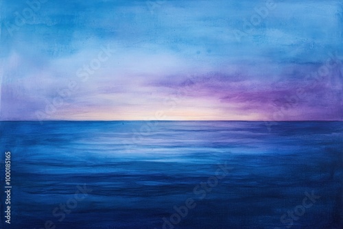 Wallpaper Mural Abstract Watercolor Painting of a Blue Ocean Horizon and Purple Sky Torontodigital.ca