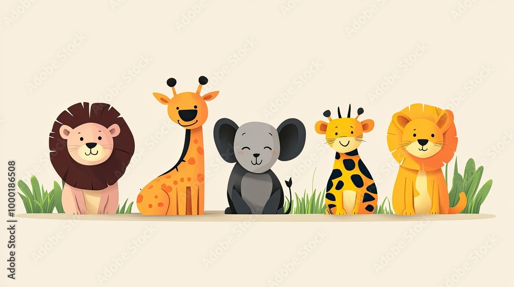Funny kids animals illustration Funny kids animals illustration