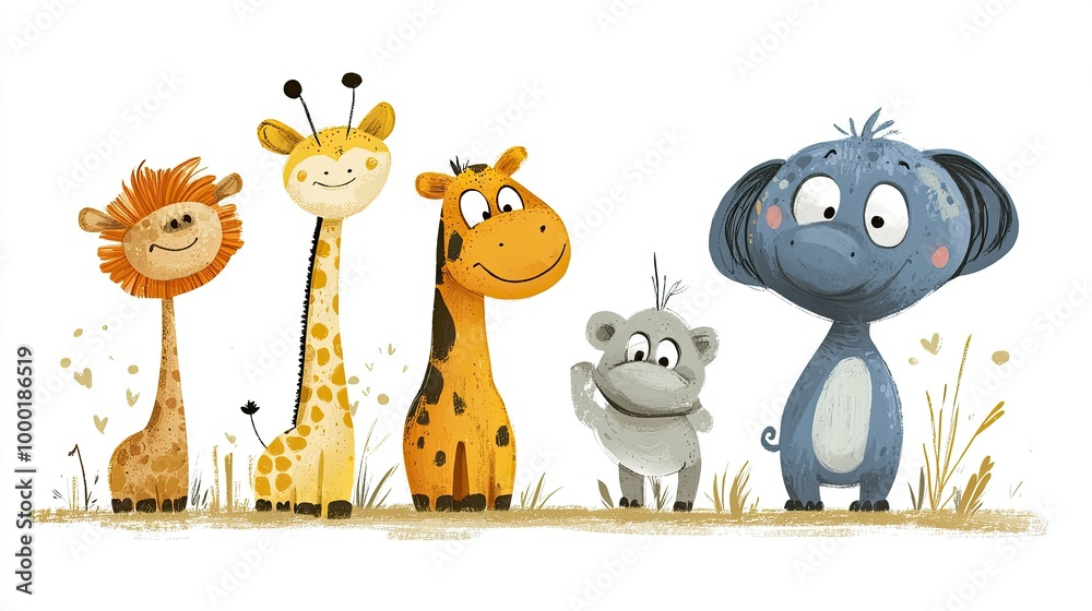 Obraz premium Funny kids animals illustration