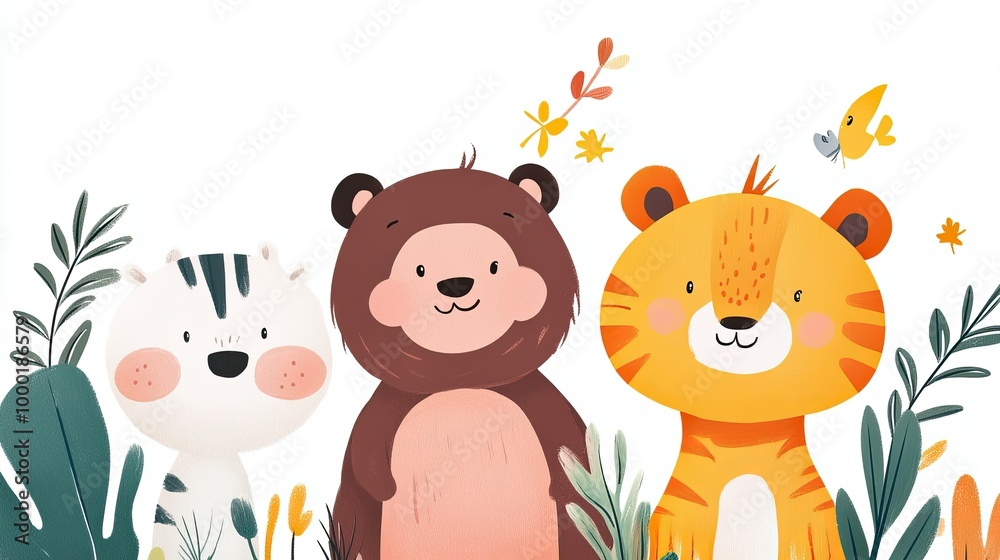 Funny kids animals illustration Funny kids animals illustration