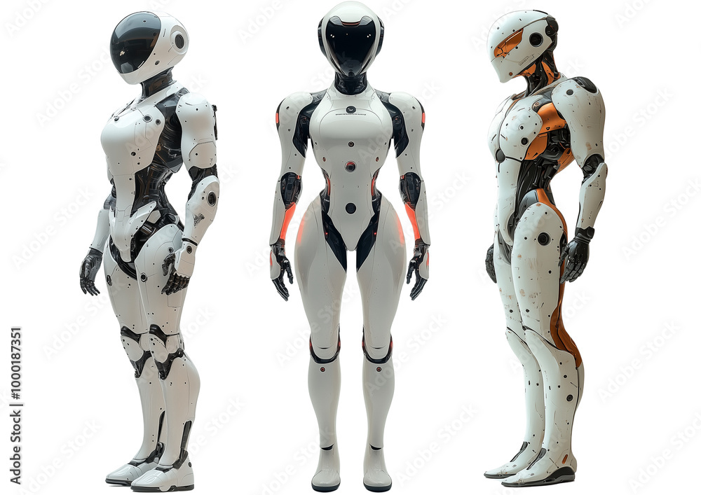 A futuristic robot standing upright against a plain PNG background A futuristic robot standing upright against a plain PNG background