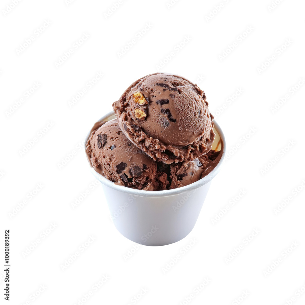Chocolate Ice Cream Scoops in a White Cup Chocolate Ice Cream Scoops in a White Cup