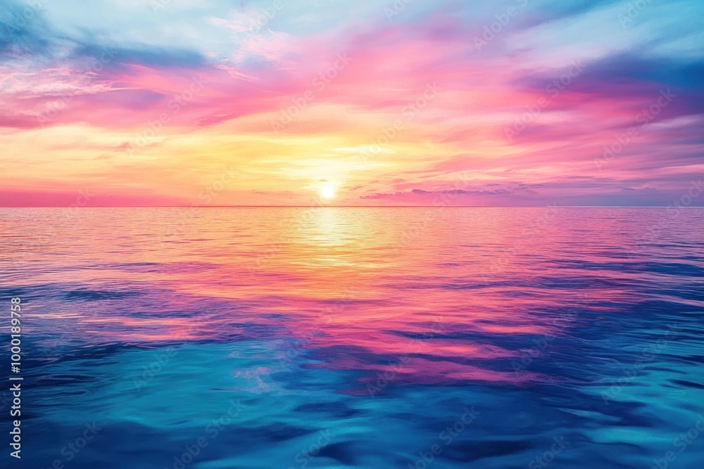 Fototapeta premium Serene Sunset Reflecting in Calm Ocean Water