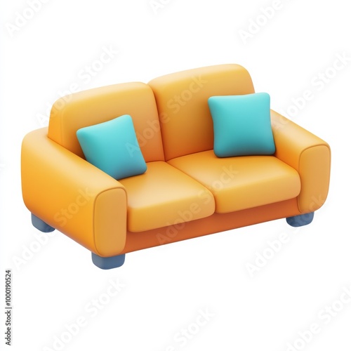 sofa 3d icon in cartoon style