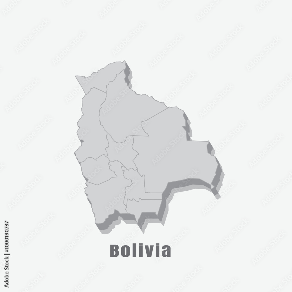 3D map of Bolivia with separated sections on a white background 3D map of Bolivia with separated sections on a white background