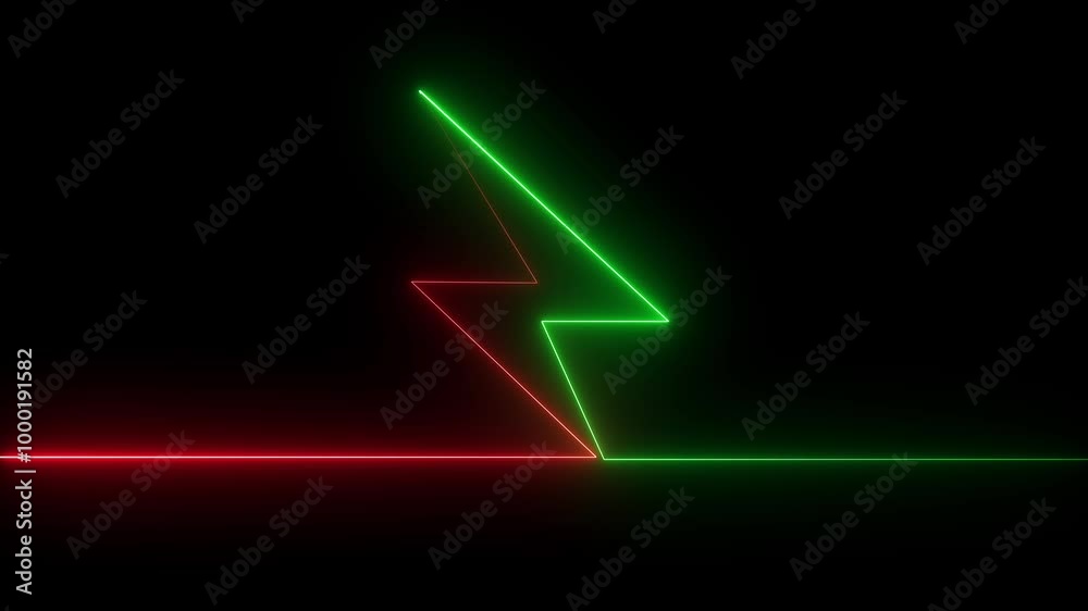 glowing Neon Battery charging power symbol, lightning bolt sign in the circle glowing Neon Battery charging power symbol, lightning bolt sign in the circle
