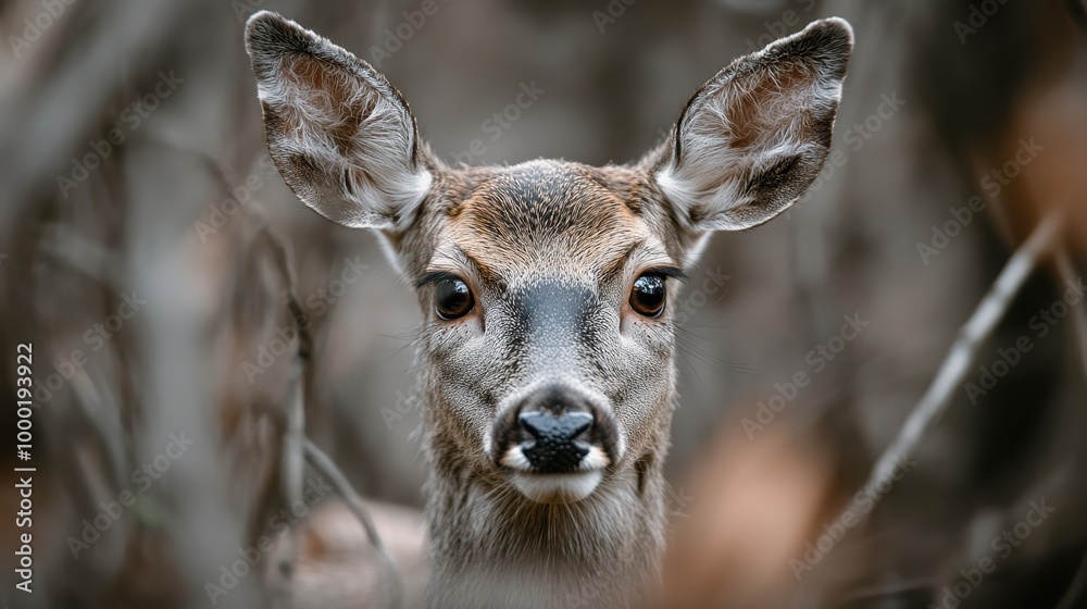 An up-close look at a deer's face nestled in dense foliage, showcasing its bright, alert eyes and the natural habitat around it, highlighting its beauty and curiosity. An up-close look at a deer's face nestled in dense foliage, showcasing its bright, alert eyes and the natural habitat around it, highlighting its beauty and curiosity.