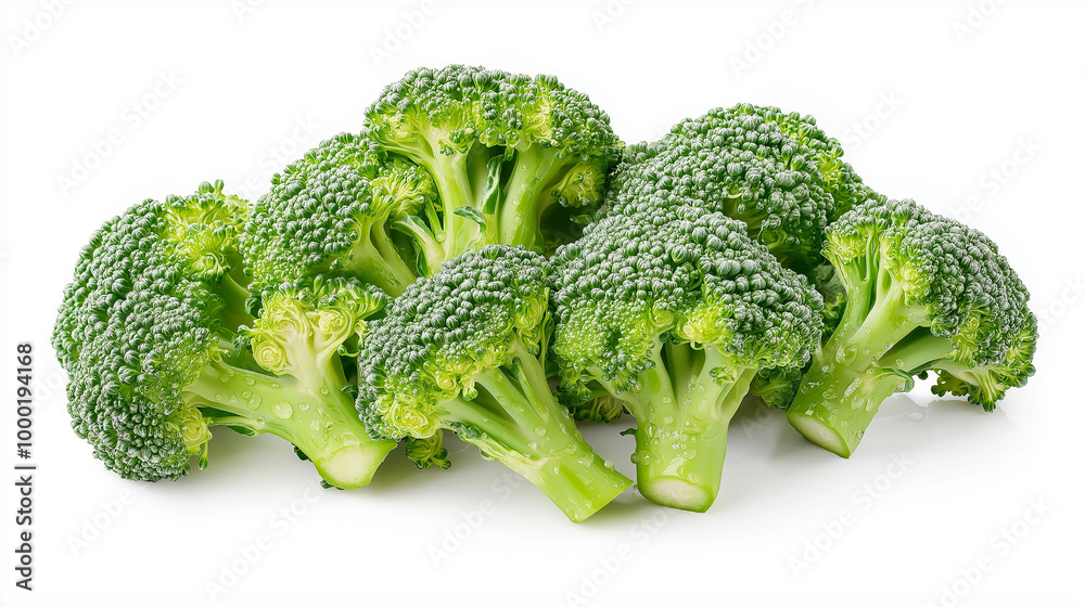 Fresh broccoli florets isolated on a white background Fresh broccoli florets isolated on a white background