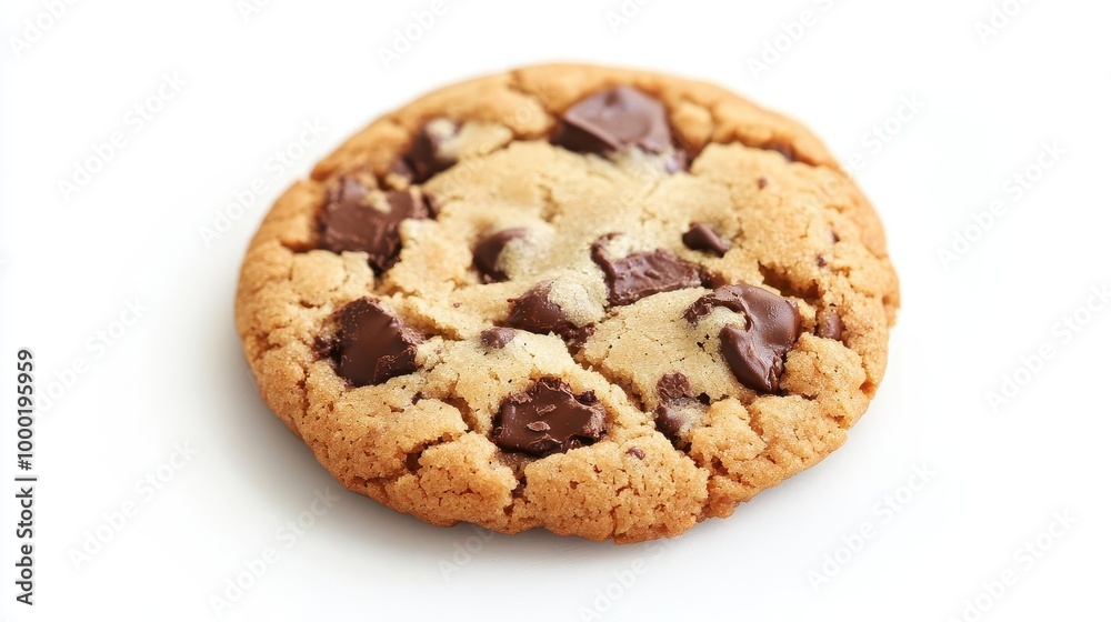 perfectly baked chocolate chip cookie with a goldenbrown exterior and gooey chocolate morsels isolated on a clean white background to highlight its tempting texture and mouthwatering details perfectly baked chocolate chip cookie with a goldenbrown exterior and gooey chocolate morsels isolated on a clean white background to highlight its tempting texture and mouthwatering details