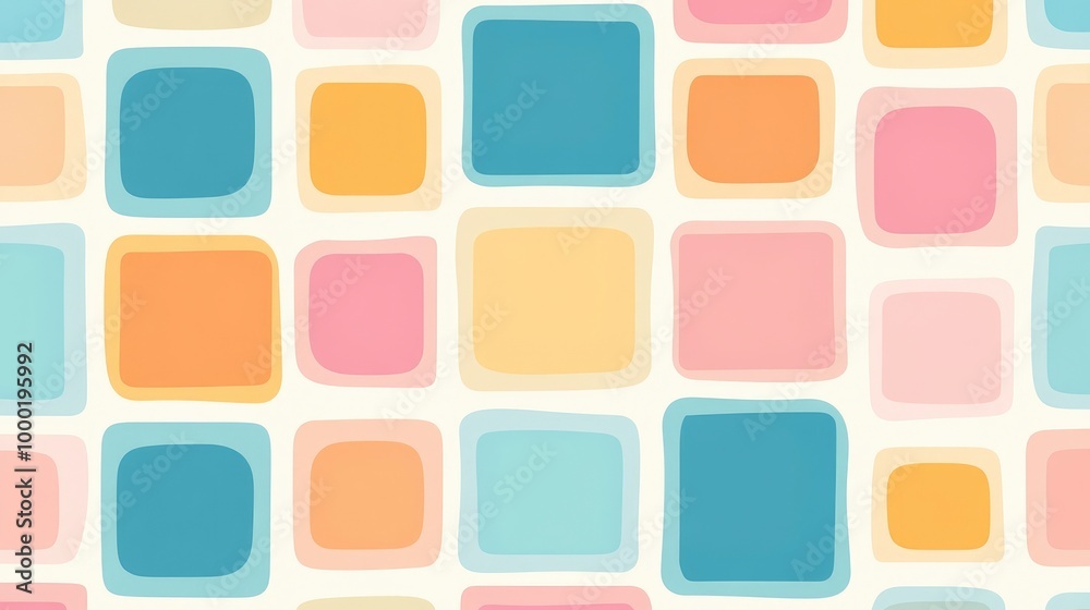 A seamless pattern of colorful squares, featuring pastel colors and a cute, retro-inspired design. A seamless pattern of colorful squares, featuring pastel colors and a cute, retro-inspired design.