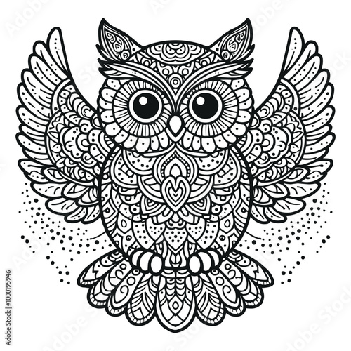 Owl coloring page mandala design for AI generates vector art