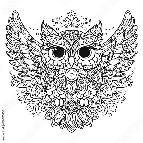 Owl coloring page mandala design for AI generates vector art