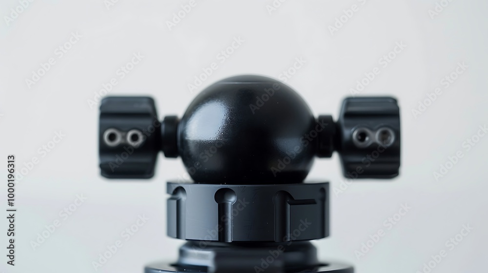 closeup of a tripod with a screw in it on a grey background closeup of a tripod with a screw in it on a grey background