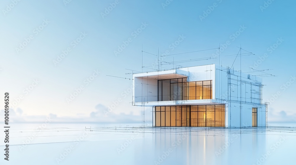 Modern house design concept with architectural blueprints in the background, symbolizing construction, innovation, architecture, future, and home. Modern house design concept with architectural blueprints in the background, symbolizing construction, innovation, architecture, future, and home.