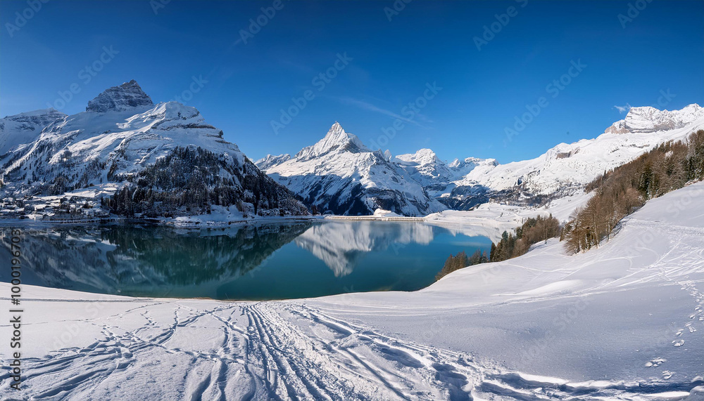 Fototapeta premium Snow-Covered Peaks of the Swiss Alps