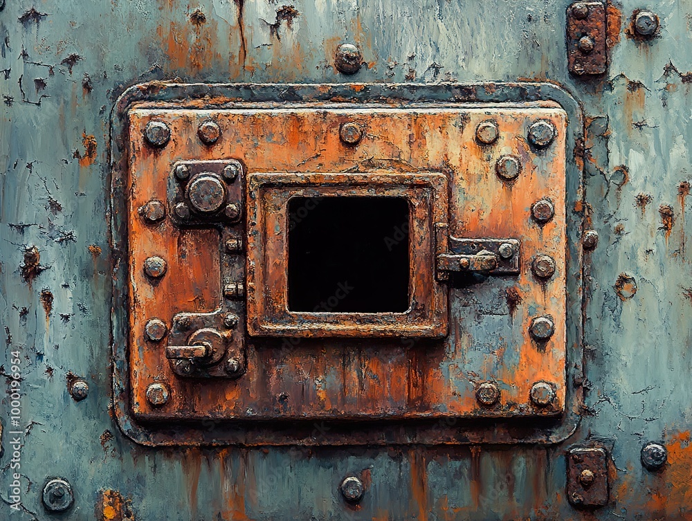 Rusty Metal Door with Hatch - Industrial Texture Rusty Metal Door with Hatch - Industrial Texture