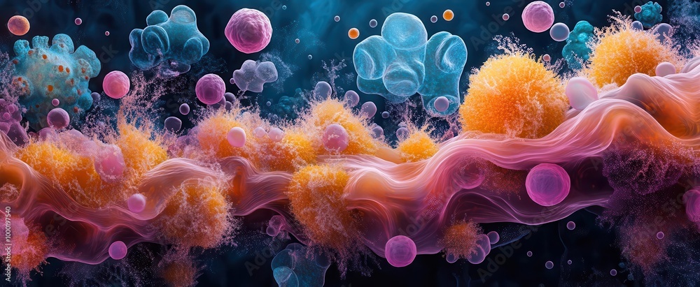 vividly colored bacteria swirl within the microscopic realm of the human body illustrating the beauty and complexity of microbial diversity essential for health and disease vividly colored bacteria swirl within the microscopic realm of the human body illustrating the beauty and complexity of microbial diversity essential for health and disease