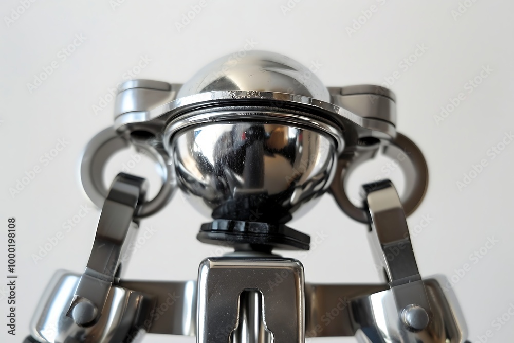 Obraz premium closeup of a tripod with a screw in it on a grey background