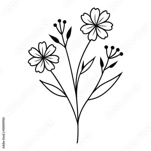 flowers vector with white background