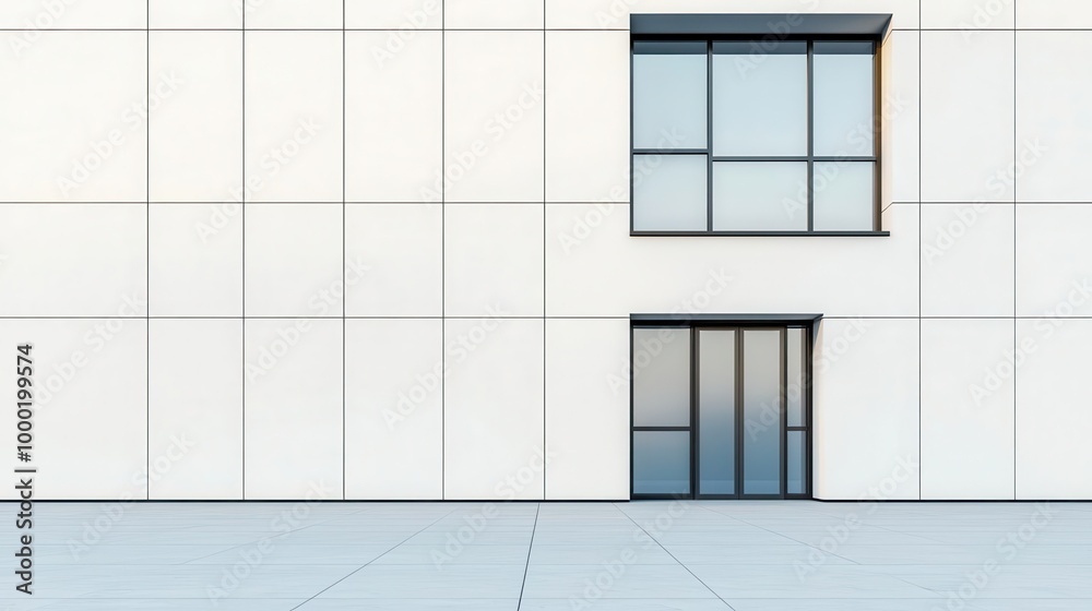 Sleek bank exterior with smooth white walls, simple glass windows, and minimalist metallic accents, Contemporary, clean lines, soft natural light Sleek bank exterior with smooth white walls, simple glass windows, and minimalist metallic accents, Contemporary, clean lines, soft natural light