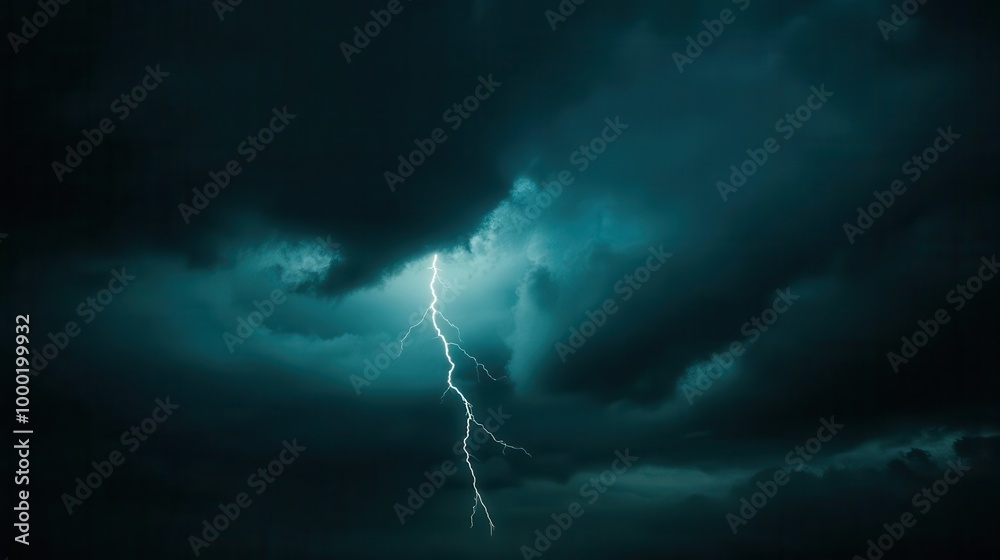 powerful lightning bolt illuminating night sky forked electricity against ominous storm clouds dramatic contrast and eerie atmosphere powerful lightning bolt illuminating night sky forked electricity against ominous storm clouds dramatic contrast and eerie atmosphere