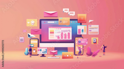 A visual guide to the essentials of digital marketing, showcasing its various components, including SEO, content, and social media.