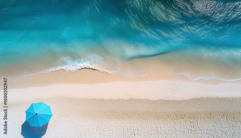 aerial view of tropical beach in the ocean and turquoise water ; landscape scene from drone aerial view of tropical beach in the ocean and turquoise water ; landscape scene from drone