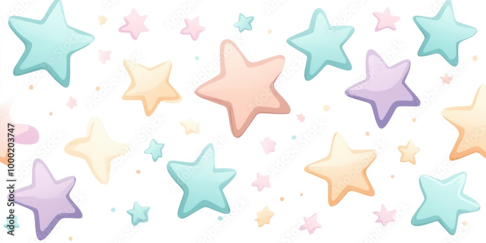 Cute pastel star pattern on a white background Cute pastel star pattern on a white background