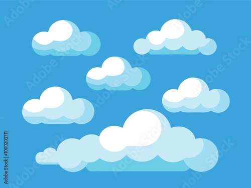 Cloud vector pack, flat cloud illustration set.