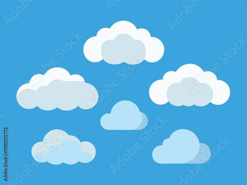 Cloud vector pack, flat cloud illustration set.
