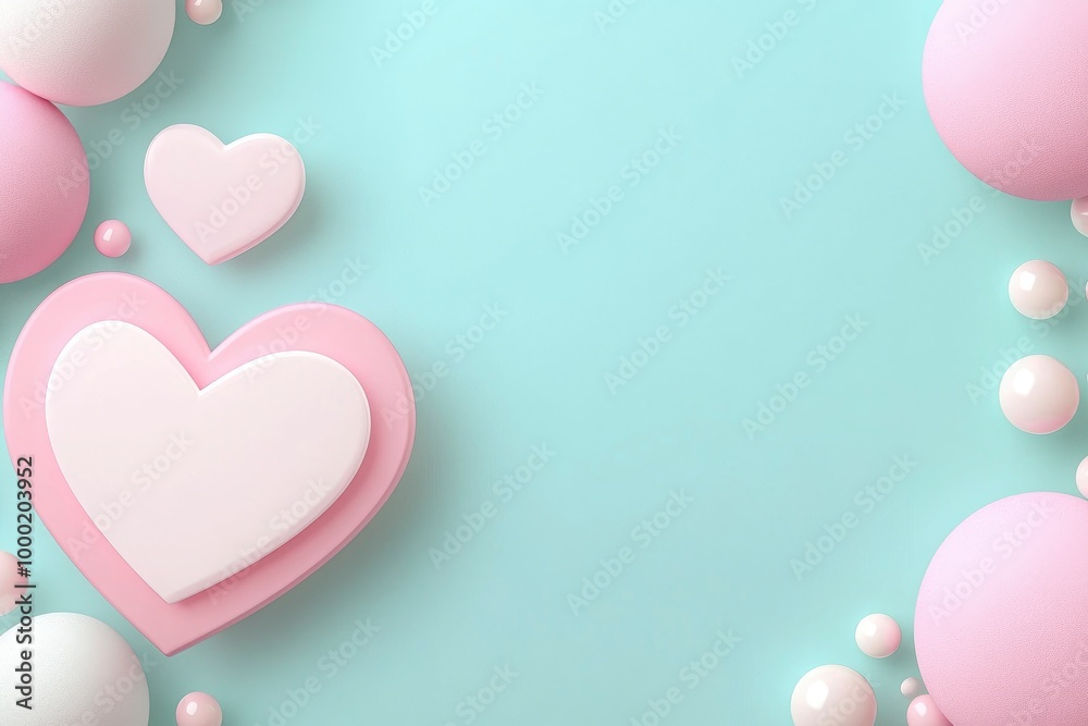 Pink pastel heart shaped frame border with a bubble background Pink pastel heart shaped frame border with a bubble background