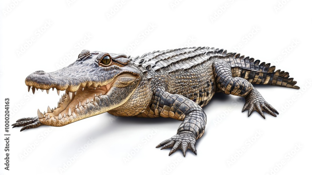 realistic crocodile isolated on white background dangerous reptile wildlife digital painting realistic crocodile isolated on white background dangerous reptile wildlife digital painting