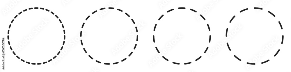 Rounded dotted with dashes and space radial lines illustration in 4 versions. Vector icons in flat style Rounded dotted with dashes and space radial lines illustration in 4 versions. Vector icons in flat style