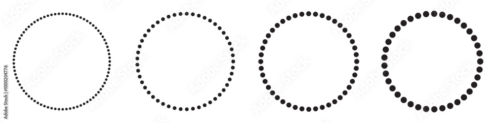 4 dotted with space between blank black circles isolated. Frame symbol lines. Vector icons in flat style 4 dotted with space between blank black circles isolated. Frame symbol lines. Vector icons in flat style