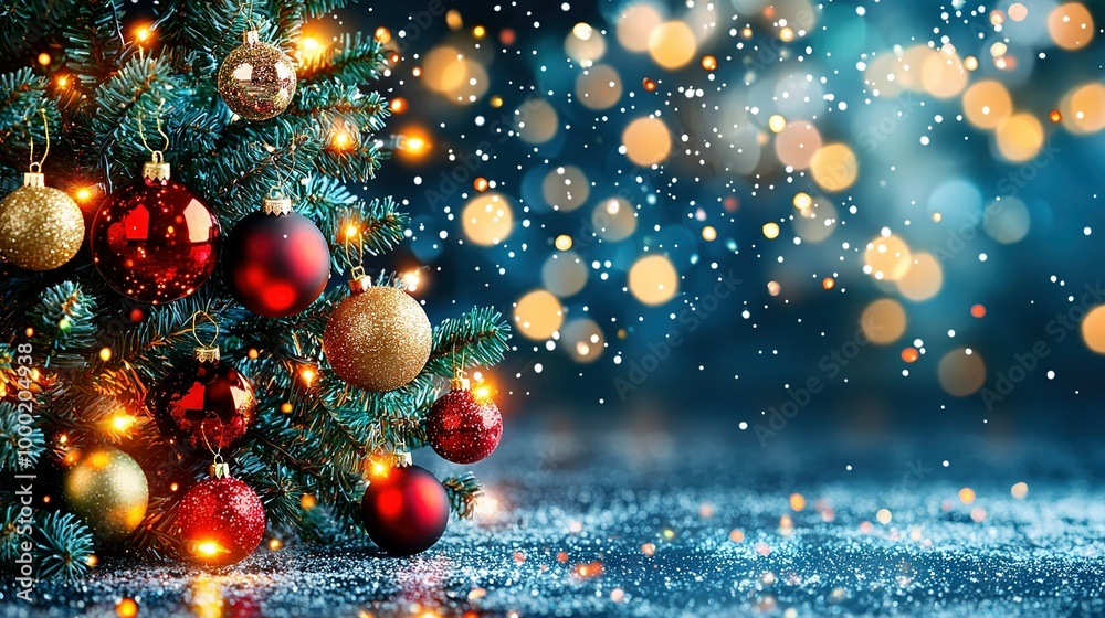  A sharp image of a Christmas tree with a crisp background and focused lights