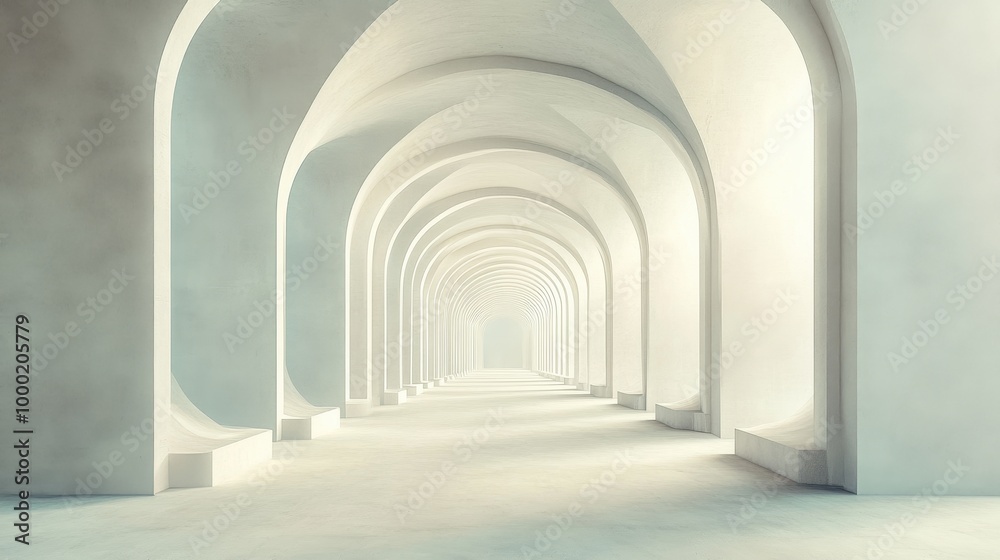 perspective shot of a building with endlessly repeating arches and windows, creating an infinite architectural maze. perspective shot of a building with endlessly repeating arches and windows, creating an infinite architectural maze.