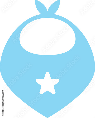 Baby Drool Bib blue color icon.
