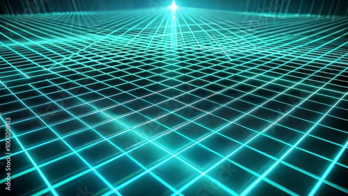 Abstract digital grid background with glowing lines and futuristic perspective effect